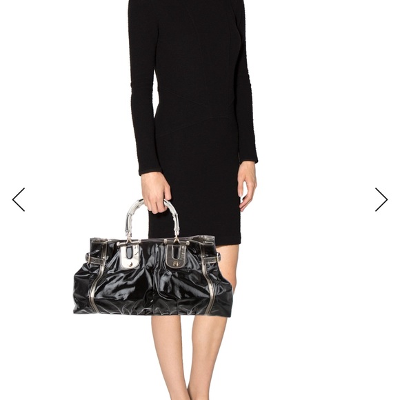 Gucci Black Coated Canvas and Leather Dialux Pop Bamboo Satchel - Picture 3 of 12